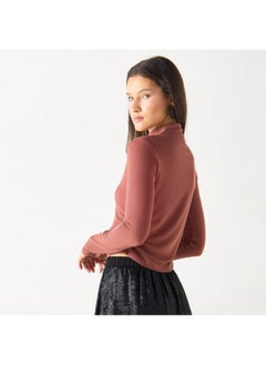 2Xtremz 2Xtremz Textured High Neck Top with Long Sleeves  - Image 1