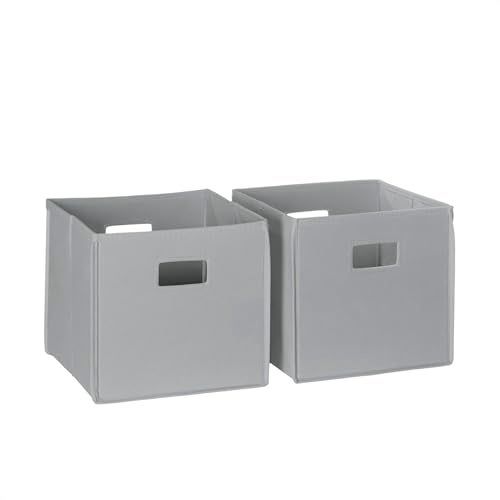 RiverRidge Folding Storage Bins with Handles Gray Cube Storage Organizer forCloset, Bedroom & Playroom - Closet Organizers and Storage Set of 2 - Image 1