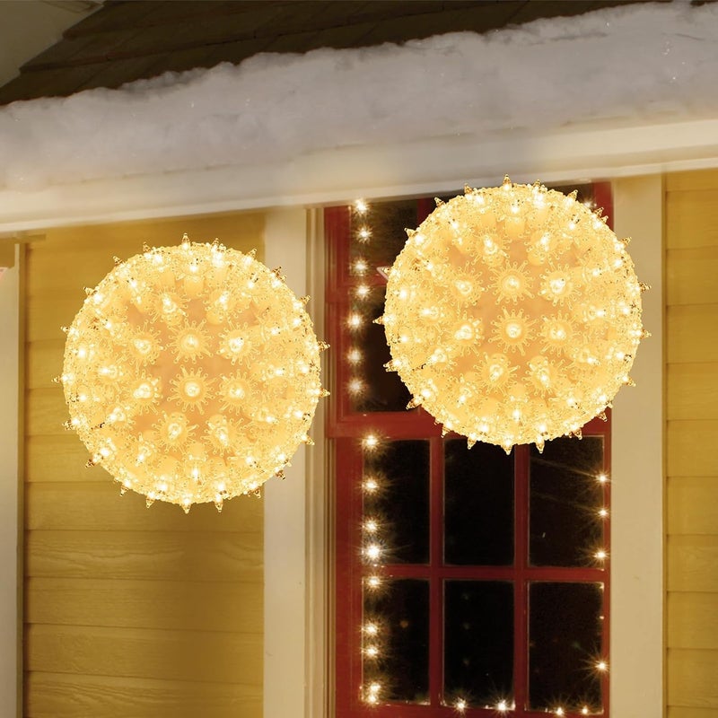 Brightown 6 Christmas Starlight Sphere Outdoor Clear Lighted Ball Hanging Lights 100 Replaceable Bulbs for Xmas Indoor Party Wedding Home Commercial Decorations Stackable Plug - Image 1