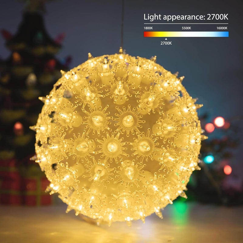 Brightown 6 Christmas Starlight Sphere Outdoor Clear Lighted Ball Hanging Lights 100 Replaceable Bulbs for Xmas Indoor Party Wedding Home Commercial Decorations Stackable Plug - Image 3