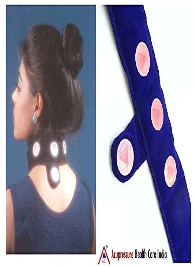 اسي حزام ACi للعلاج المغناطيسي للرقبة/الرقبة، لعلاج التهاب الفقرات العنقية وآلام الرقبة والكتف (مجموعة من قطعة واحدة) + مجموعة حلقات سوجوك للضغط الإبري (5 قطع) - مقاس موحد للجميع - مخمل أزرق - Image 4