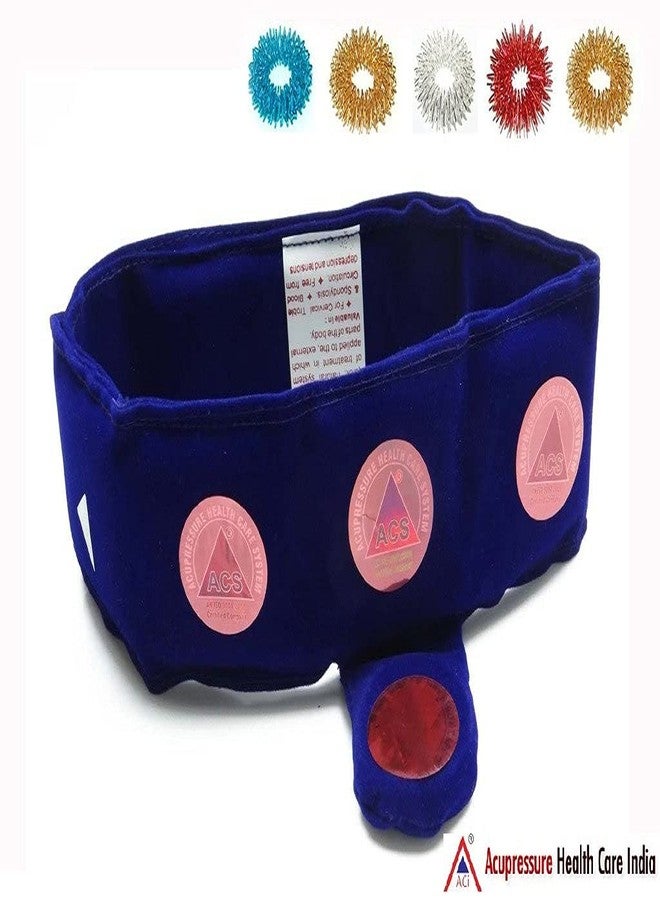 اسي حزام ACi للعلاج المغناطيسي للرقبة/الرقبة، لعلاج التهاب الفقرات العنقية وآلام الرقبة والكتف (مجموعة من قطعة واحدة) + مجموعة حلقات سوجوك للضغط الإبري (5 قطع) - مقاس موحد للجميع - مخمل أزرق - Image 2