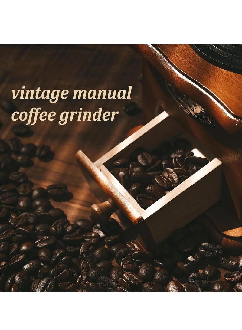 Manual Coffee Grinde, Vintage Style Wooden Hand Coffee Grinder/Antique Cast Ceramic Roller Classic French Press Coffee Mill/Hand Crank Coffee Grinders for Decoration & Gift - Image 3