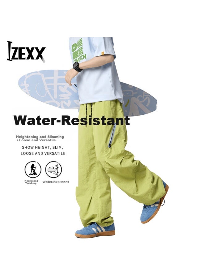 Izexx Outdoor Water-repellent Casual Pants Men Spring Hiking Paratrooper Straight-leg Cargo Trousers Zk07 Grass Green 2XL - Image 1