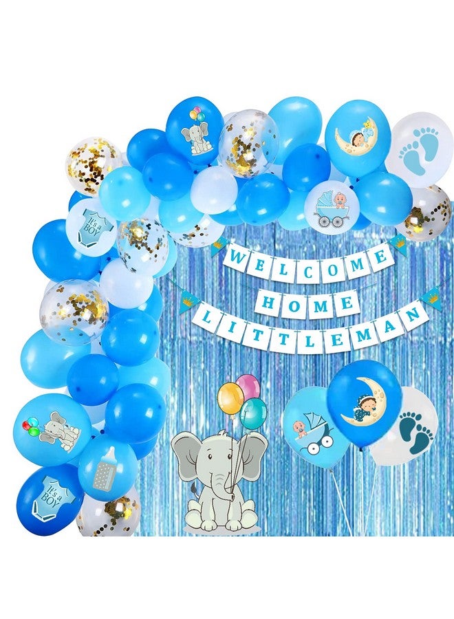 Party Propz Welcome Home Baby Decoration-54Pcs Combo Baby Boy Welcome Home Fringe Curtain Decoration Kit|Baby Welcome Home Decoration Kit|Welcome Baby Boy Decoration Kit - Image 1