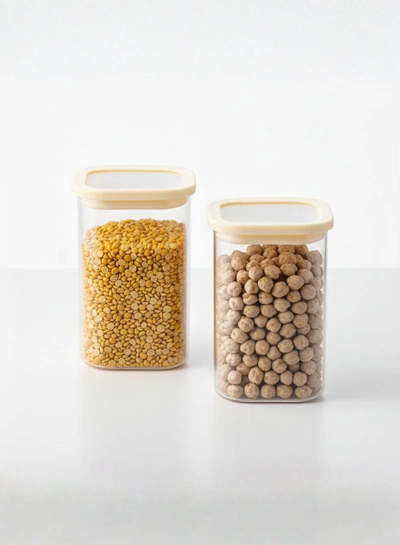 1 تشيس مرطبانات تخزين مربعة سعة ١٥٠٠ مل - طقم من قطعتين | مرطبانات زجاجية بوروسيليكات محكمة الإغلاق وقابلة للتكديس بأغطية سيليكون، مثالية لمخزن المطبخ، والوجبات الخفيفة، والتوابل، والأطعمة الجافة