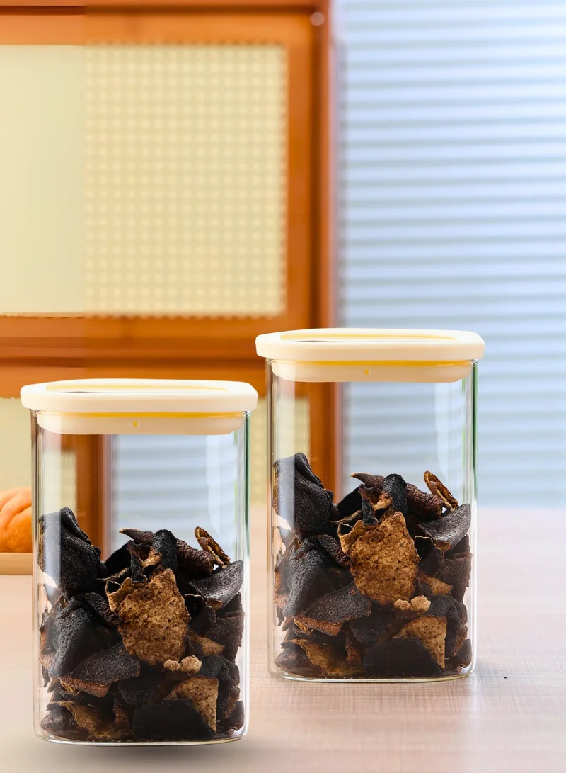 1 تشيس مرطبانات تخزين مربعة سعة ١٥٠٠ مل - طقم من قطعتين | مرطبانات زجاجية بوروسيليكات محكمة الإغلاق وقابلة للتكديس بأغطية سيليكون، مثالية لمخزن المطبخ، والوجبات الخفيفة، والتوابل، والأطعمة الجافة