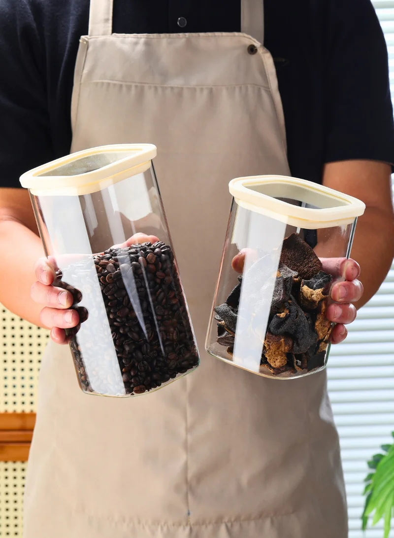 1Chase Square Storage Jars 1500ML – Set of 2 | Airtight & Stackable Borosilicate Glass Jars with Silicone Lids for Kitchen Pantry, Snacks, Spices, and Dry Food