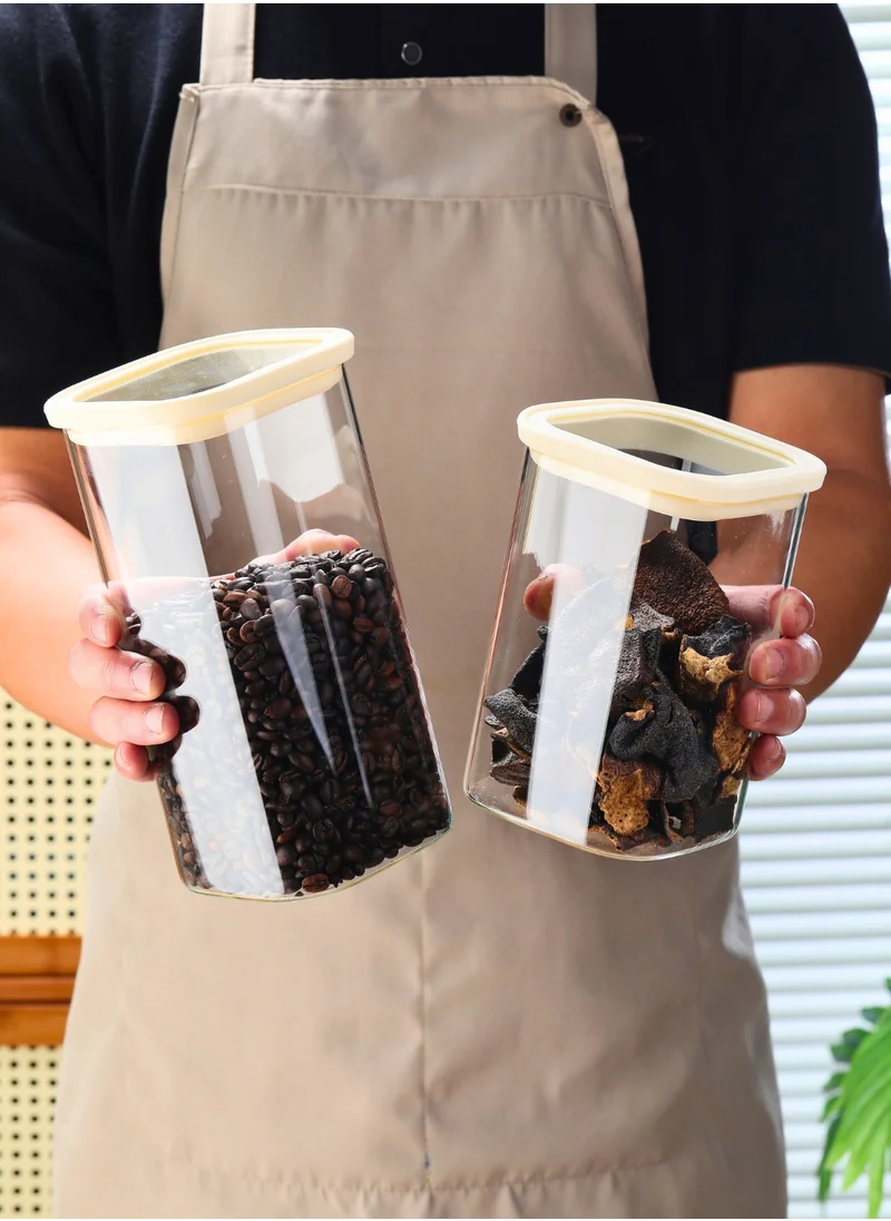 1Chase Square Storage Jars 1500ML – Set of 2 | Airtight & Stackable Borosilicate Glass Jars with Silicone Lids for Kitchen Pantry, Snacks, Spices, and Dry Food
