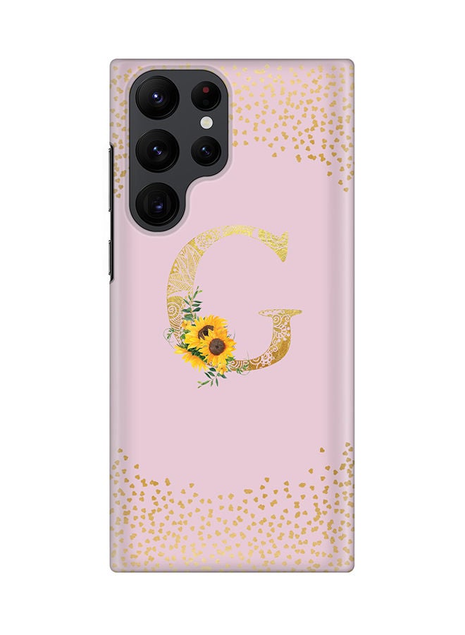 Stylizedd Monogram Slim Cover for Samsung Galaxy S22 Ultra 5G Case Custom Initials Letter Floral Pattern Snap Series Mobile Cover Matte Alphabet  - G (Pink) - Image 1