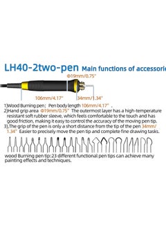 Generic FIRElood Wood Burning Tool, Wood Burner kit Pen 25~750℃, Wood Burning kit with Digital Thermometer Temperature Adjustable Temperature, 2 pyrographic Wood Burning pens, 23 Wood Burning Pen Tips  - Image 4