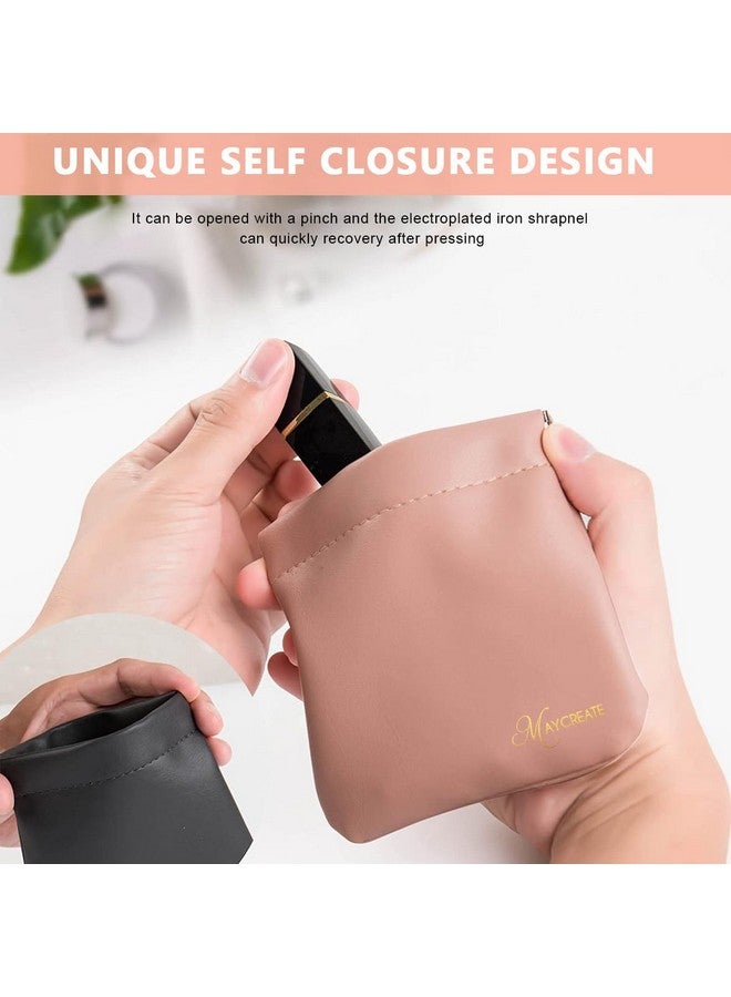 ماي كرييت حقيبة مكياج صغيرة من MAYCREATE مكونة من 4 قطع، حقائب صغيرة للنساء، حقيبة مستحضرات تجميل من البولي يوريثان، حقيبة تخزين بجيب علوي قابل للضغط لمحفظة العملات المعدنية وأحمر الشفاه وإكسسوارات المجوهرات (ذاتية الإغلاق، 4.3 × 4.7 بوصة)، متنوعة - Image 4