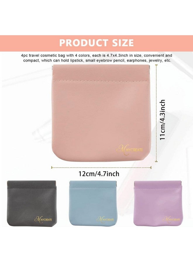 ماي كرييت حقيبة مكياج صغيرة من MAYCREATE مكونة من 4 قطع، حقائب صغيرة للنساء، حقيبة مستحضرات تجميل من البولي يوريثان، حقيبة تخزين بجيب علوي قابل للضغط لمحفظة العملات المعدنية وأحمر الشفاه وإكسسوارات المجوهرات (ذاتية الإغلاق، 4.3 × 4.7 بوصة)، متنوعة - Image 2