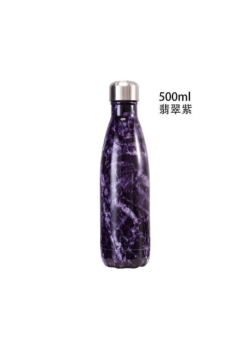 Generic - Marble Finish Sports Water Bottle 304 Stainless Steel Thermal Flask Emerald Purple - Image 1