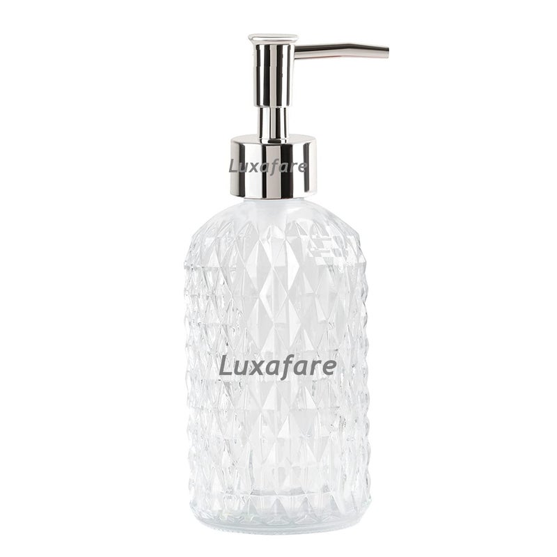 Luxafare Empty Kitchen Dish Glass Soap Dispenser for Essential Liquid Soap Bathroom Clear Hand Sanitizer Dispenser and Liquid Lotion and Handwash Dispenser 1Pcs - Image 1