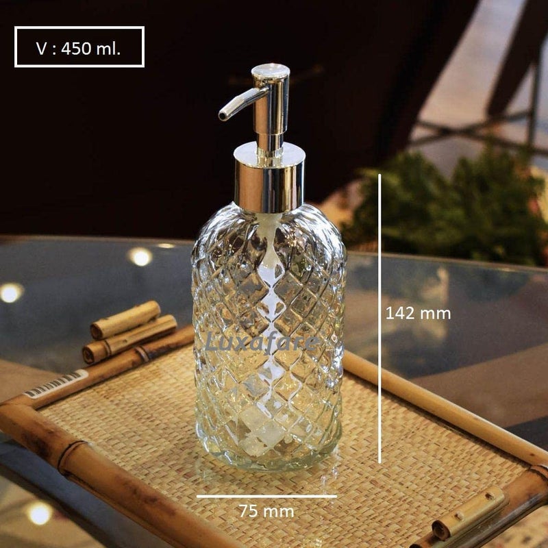 Luxafare Empty Kitchen Dish Glass Soap Dispenser for Essential Liquid Soap Bathroom Clear Hand Sanitizer Dispenser and Liquid Lotion and Handwash Dispenser 1Pcs - Image 2