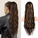 FLUFYMOOZ Ponytail Extension, 26 Inch Drawstring Ponytail Hair Extensions for Womenï¼Œ Long Curly Wavy Ponytail Natural Wavy Synthetic Hairpiece for Women(26 Inch Brown with Blonde Highlights) - Image 2