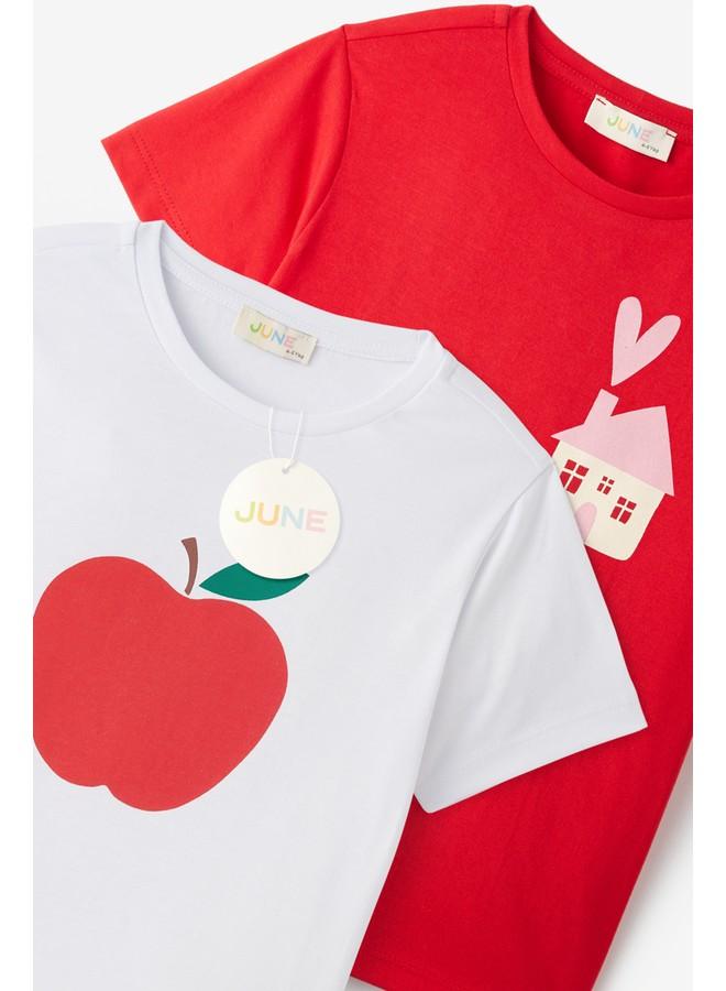 جون تيشيرت بناتي قصير الأكمام بطبعة قطعتين لشهر يونيو - Image 4