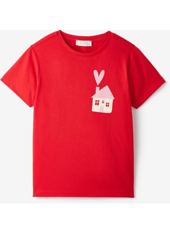 جون تيشيرت بناتي قصير الأكمام بطبعة قطعتين لشهر يونيو - Image 3