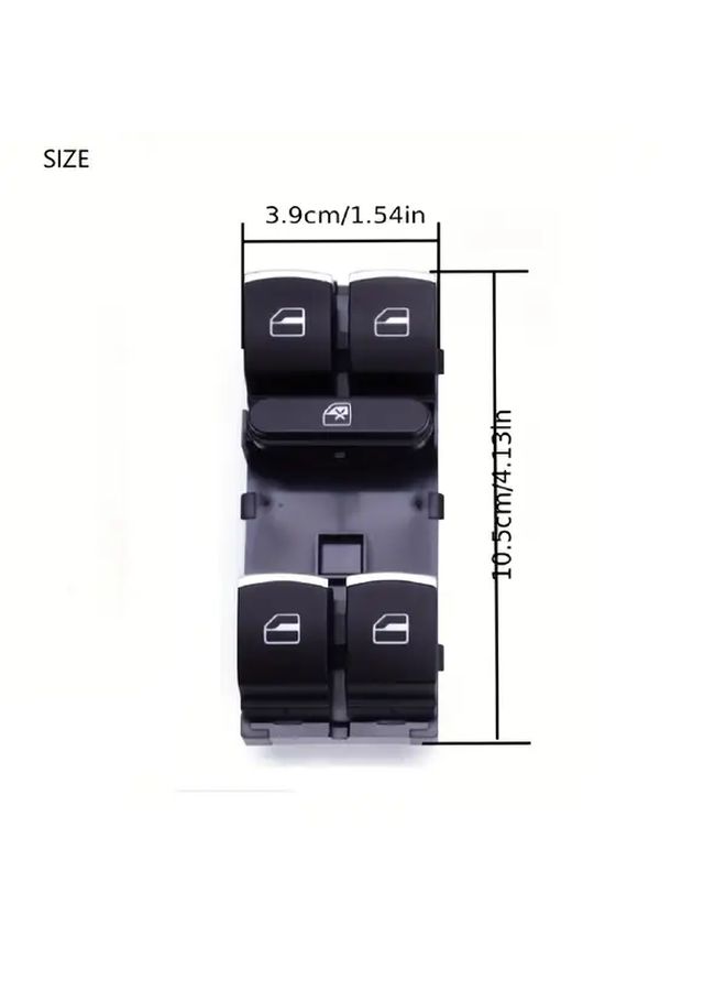 Black Electroplating 5 Terminals 12V DC Power Window Master Control Switch For Driver Side Door For 2005 2014 Volkswagen CC Golf Jetta Passat Tiguan Rabbit Replacement Without Battery - Image 2