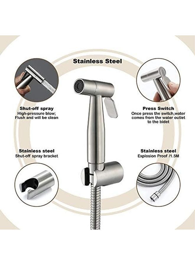 فوهة بيديه محمولة من الفولاذ المقاوم للصدأ الأسود الملمس، مثبتة على الحائط، مجموعة دش للنظافة الشخصية - Image 5