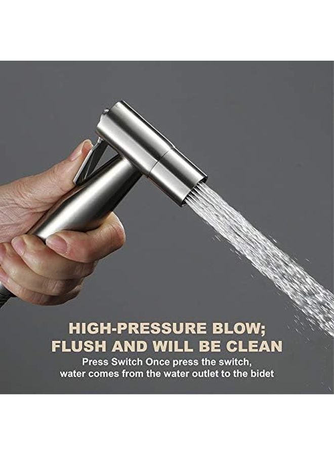 فوهة بيديه محمولة من الفولاذ المقاوم للصدأ الأسود الملمس، مثبتة على الحائط، مجموعة دش للنظافة الشخصية - Image 3