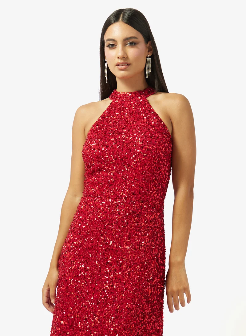 Namshi x  Halter Neck Embellished Dress for Women | Best Price UAE