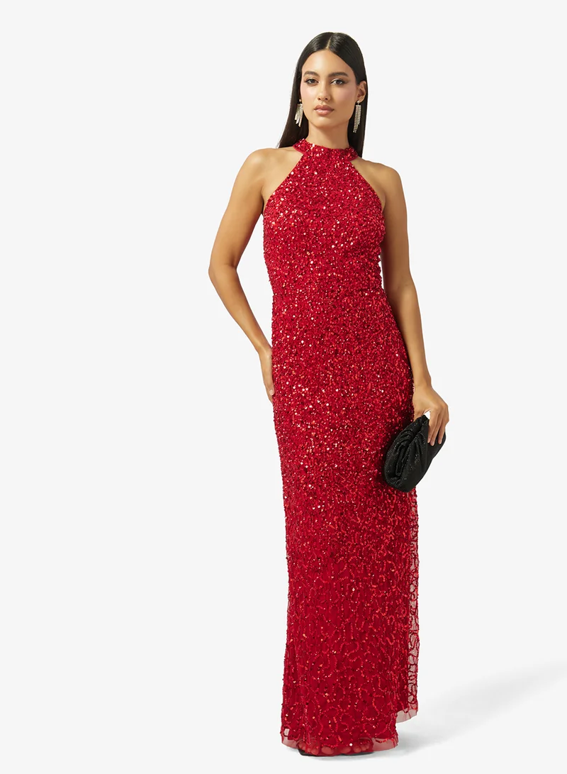 Namshi x  Halter Neck Embellished Dress for Women | Best Price UAE