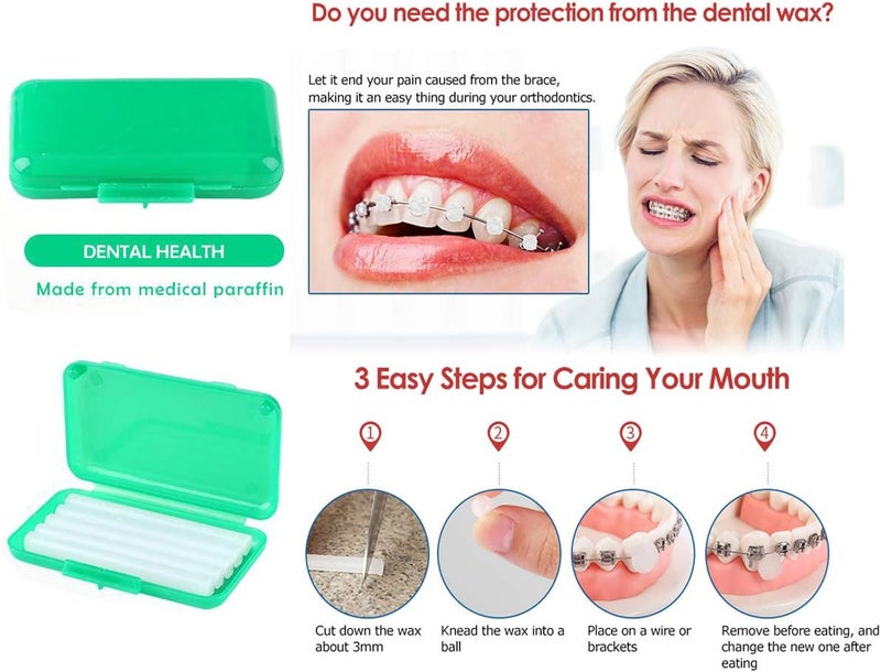 Ceonam Braces Cleaning Kit for Teeth, Portable Orthodontic Toothbrush Kit Oral Care Dental Travel Kit - Interdental Brush Dental Wax Dental Floss Toothbrush Box (Green) - Image 3