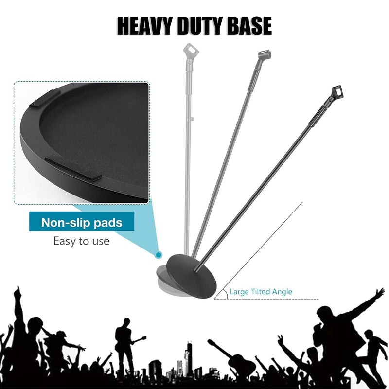 GLEAM Microphone Stand, Mic Stand Floor Detachable Boom Mic Arm Stands with Weighted Round Base, Height Adjustable from 34" to 60" - Image 4