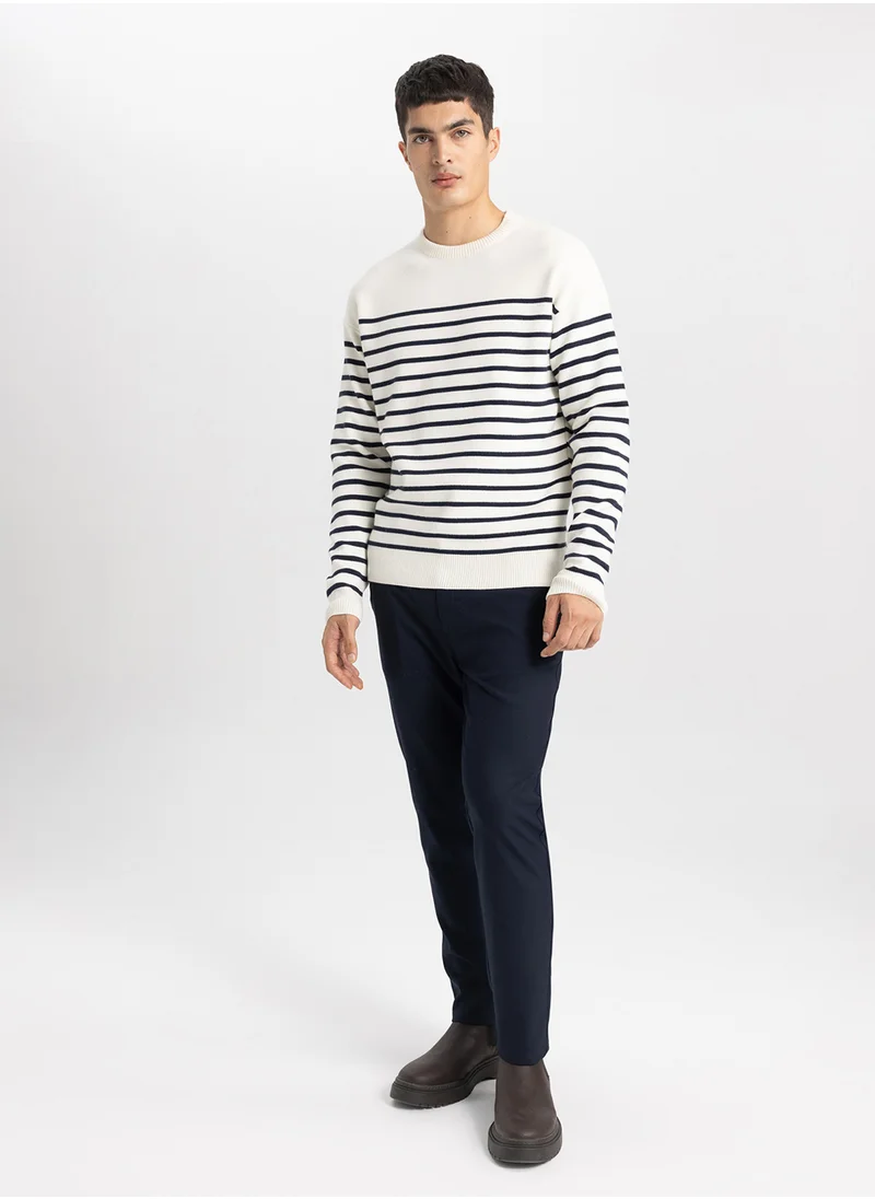 ديفاكتو Relax Fit Striped Crew Neck Sweater