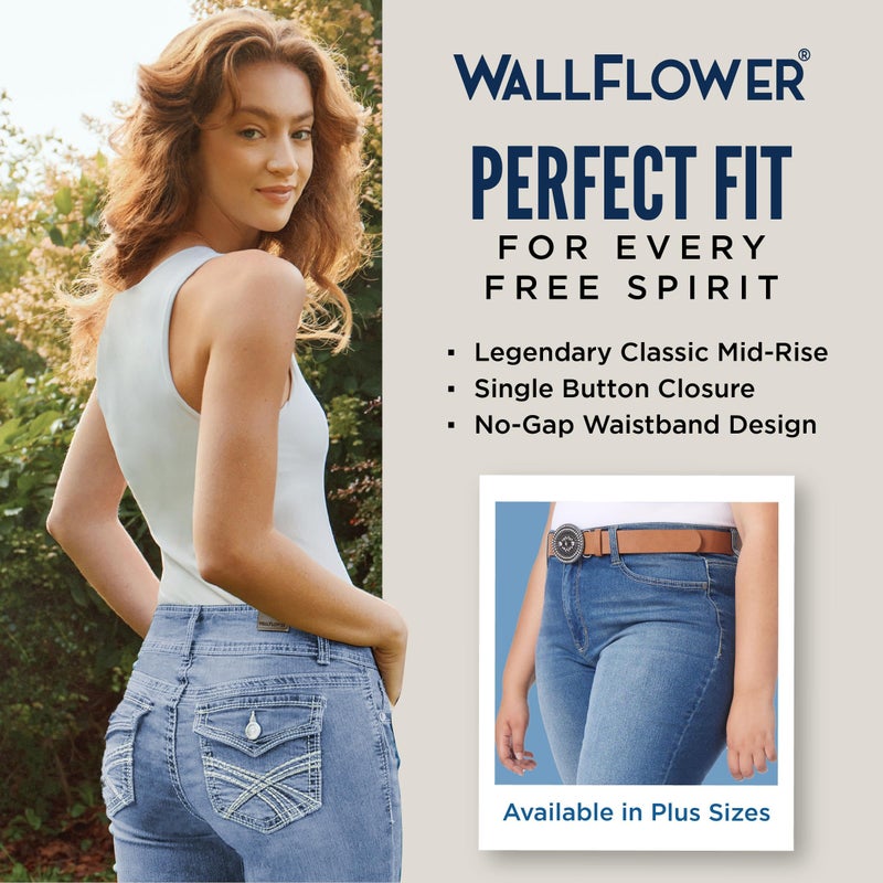 WallFlower Jeans for Women Legendary Slim Bootcut Mid-Rise Belted Insta Stretch Juniors Jeans, Tiffany, 13 - Image 5