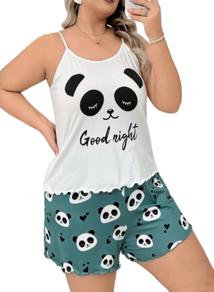 Custom-fit pajama shorts set - teddy bear shape - white