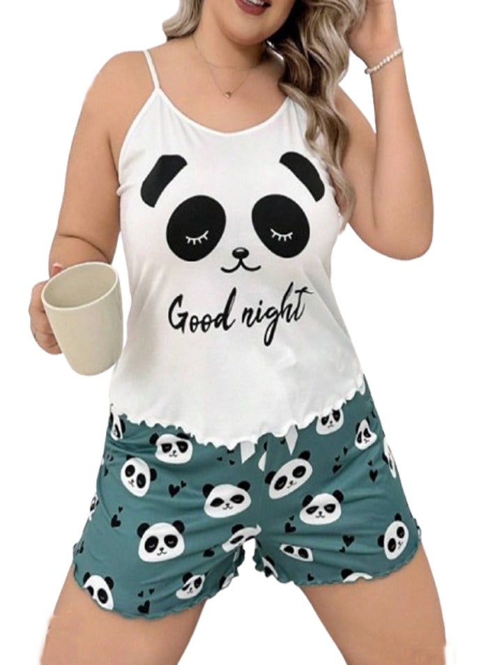 Custom-fit pajama shorts set - teddy bear shape - white