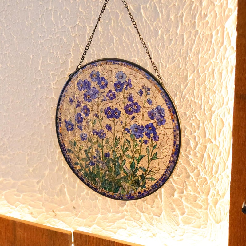 LITIVY Forget-Me-Not Flower Stained Glass Suncatcher,5.9 Inch Handmade Blue Floral Window Hanging Decor - Garden, Sun Catcher Home Decor for Women, Mom, Aunt, Grandma (Small) - Image 3