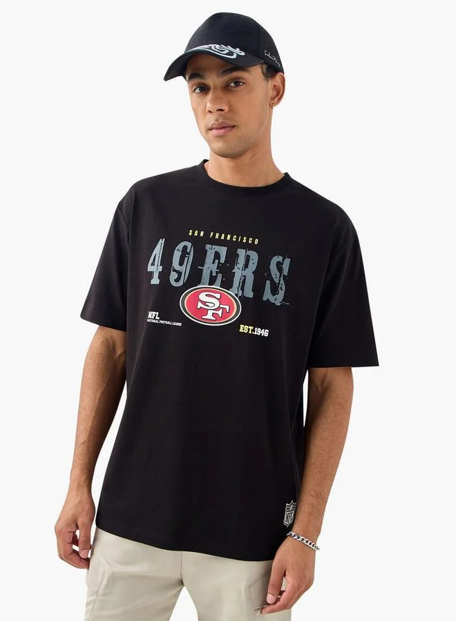 NFL Print Crew Neck T-shirt with Short Sleeves