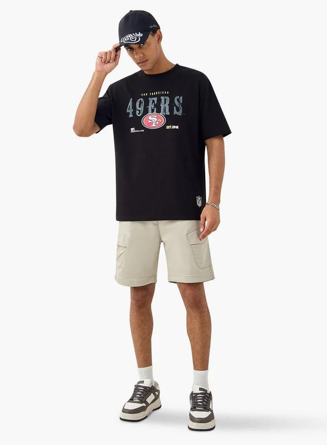 SP Characters NFL Print Crew Neck T-shirt with Short Sleeves