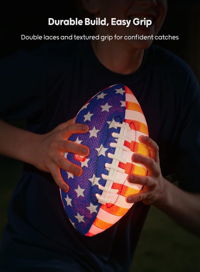 QPAU 9" Glow in The Dark Football (Size 3, 1 Pack), Light Up Youth Football with Pump & Batteries, Outdoor Toys & Games for Boys Girls, Birthday Gifts for Kids and Teens - Image 3