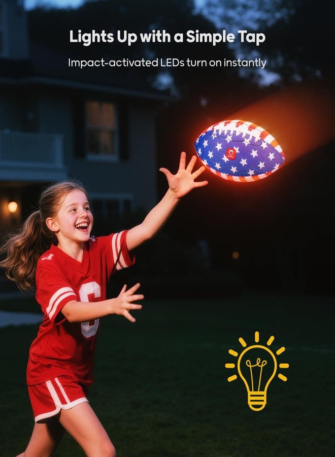 QPAU 9" Glow in The Dark Football (Size 3, 1 Pack), Light Up Youth Football with Pump & Batteries, Outdoor Toys & Games for Boys Girls, Birthday Gifts for Kids and Teens - Image 2