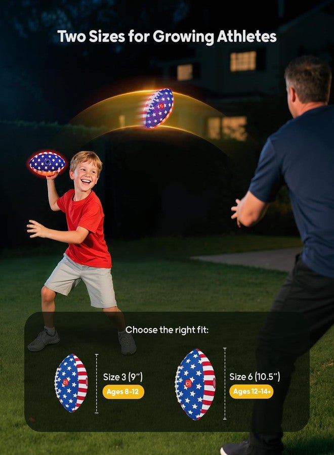 QPAU 9" Glow in The Dark Football (Size 3, 1 Pack), Light Up Youth Football with Pump & Batteries, Outdoor Toys & Games for Boys Girls, Birthday Gifts for Kids and Teens - Image 4
