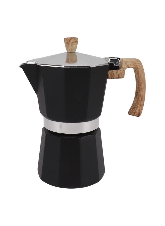 xozgdovg Moka Pot Aluminium Alloy Fast Heat Comfortable Grip Octagonal Coffee Maker Pot for Gas Electric Stove Top Kitchen Black 150ml  - Image 1