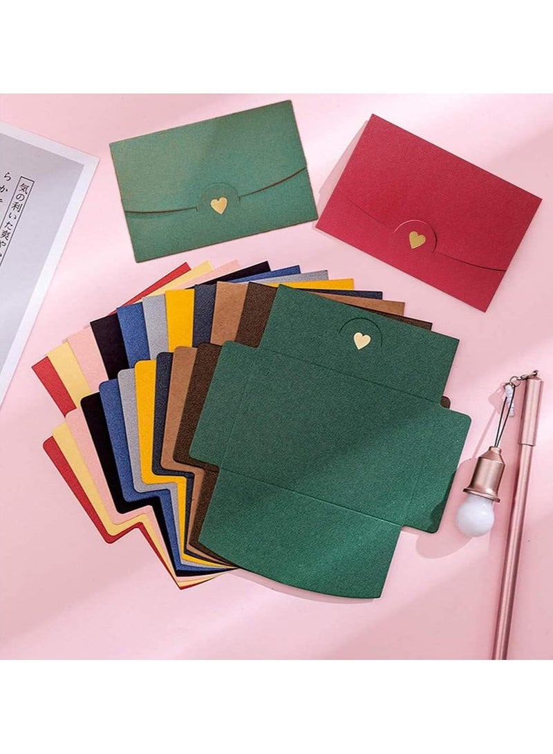 KASTWAVE 20 Pieces Gift Card Envelopes Set Pearlescent and Kraft Paper Mini Envelopes with Bronzing Heart Clasp - Image 2