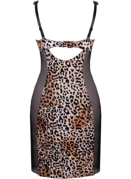 Magic Form 8290 Velvet Leopard Patterned Fabric Low-cut Breast Bra Nightgown - Leo Brown  - Image 2