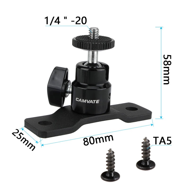 CAMVATE CAMVATE 1/4"-20 Ball Head with Bottom Pedestal Mount for Monitor/Surveillance System Support - 2324 - Image 2