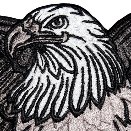 VEGASBEE® American Bald Eagle US National Symbol Jacket Vest Large Embroidered Iron-ON Patch 12" USA (Gray-White) - Image 4
