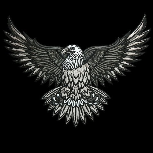 VEGASBEE® American Bald Eagle US National Symbol Jacket Vest Large Embroidered Iron-ON Patch 12" USA (Gray-White) - Image 3