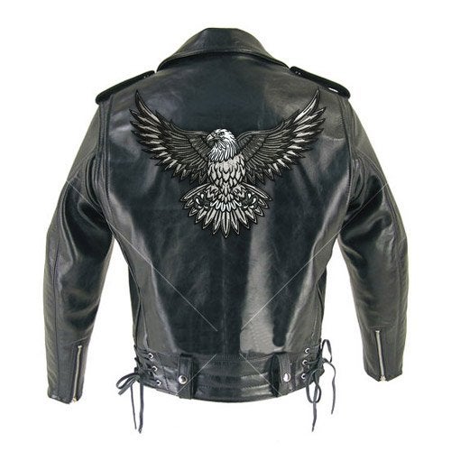 VEGASBEE® American Bald Eagle US National Symbol Jacket Vest Large Embroidered Iron-ON Patch 12" USA (Gray-White) - Image 2