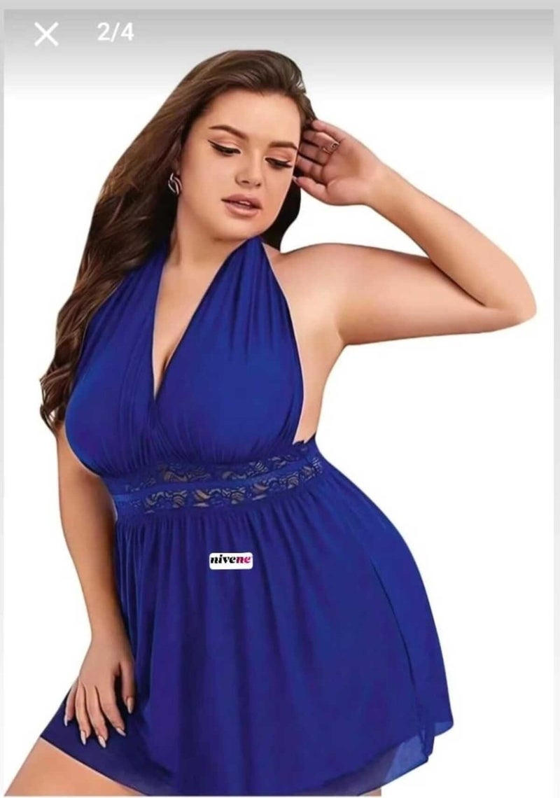 Nivene Women's Plus Size Short Tulle Nightgown Women's Underwear - Image 3