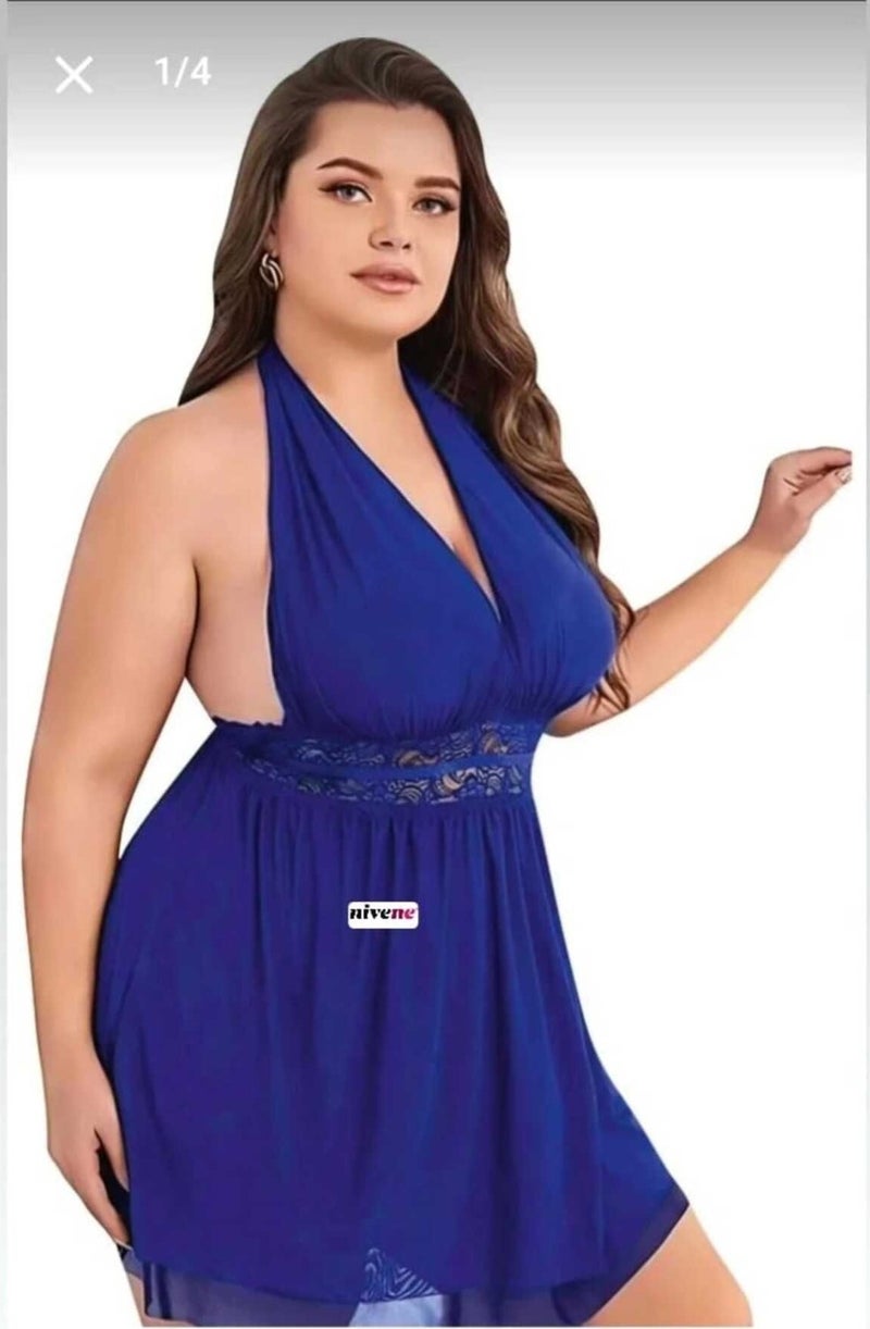 Nivene Women's Plus Size Short Tulle Nightgown Women's Underwear - Image 1