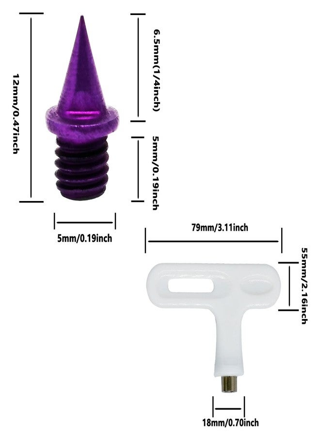 ERDANER Purple 1/4 Inch Carbon Steel Track Spikes,Track and Field Spike Shoes Nail Accessories with a Nail Puller Spike Wrench,Used for Used for Track and Field Sprint Or Cross Country(17pcs) - Image 2